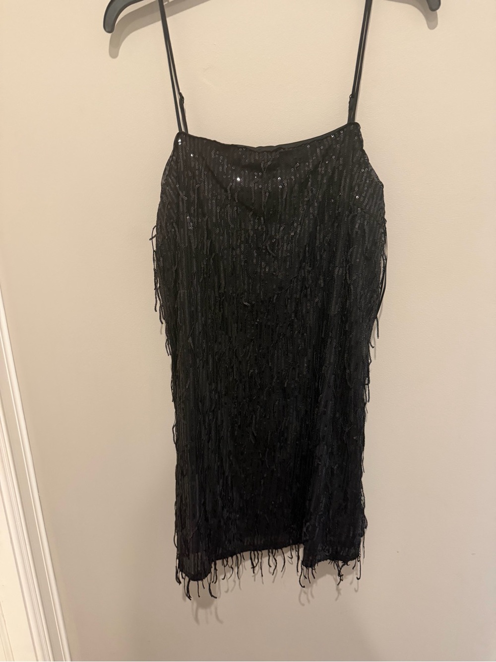 A New Day NWT Black Sequin Fringe Mini Dress Size M - Picture 2 of 6